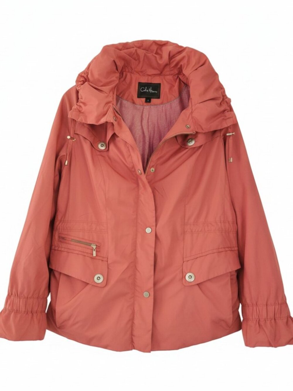 Cole Haan Women's Hooded Anorak Utility Jacket Coral Pink Feminine Coastal Small